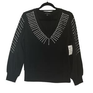 INC International Concepts Women's Sweater Size Medium V-Neck Bling Stretch NEW